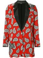 Dodo Bar Or - Paisley Print Blazer - Women - Silk/leather - 42, Red, Silk/leather