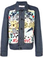 Walter Van Beirendonck Embroidered Denim Jacket, Men's, Size: 50, Blue, Cotton