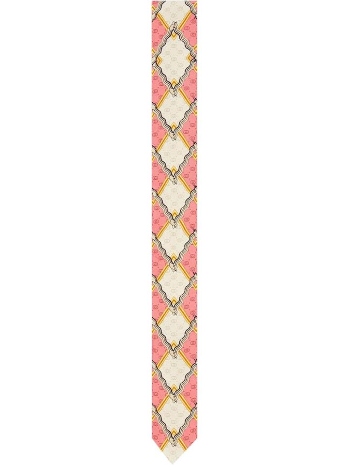 Gucci Snake Print Silk Neck Bow - Pink
