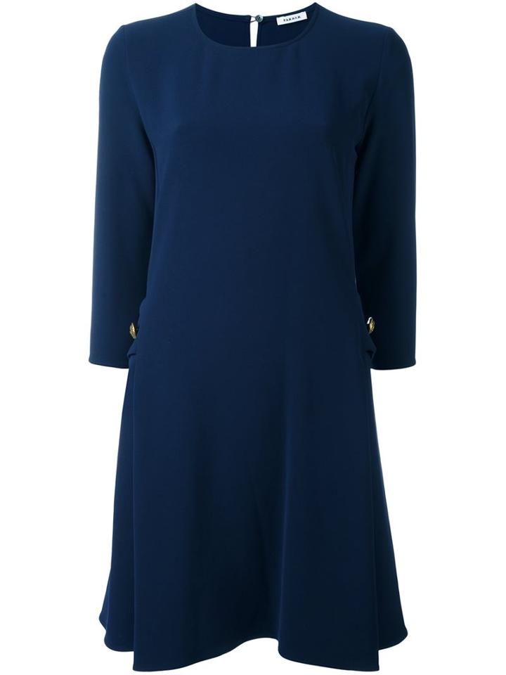 P.a.r.o.s.h. Three-quarters Sleeve Flared Dress, Women's, Size: Xs, Blue, Polyester/spandex/elastane
