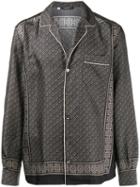 Dolce & Gabbana Tile Print Pyjama Shirt, Men's, Size: 39, Black, Silk