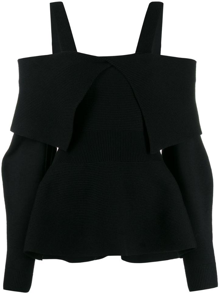 Antonino Valenti Cold-shoulder Peplum Top - Black