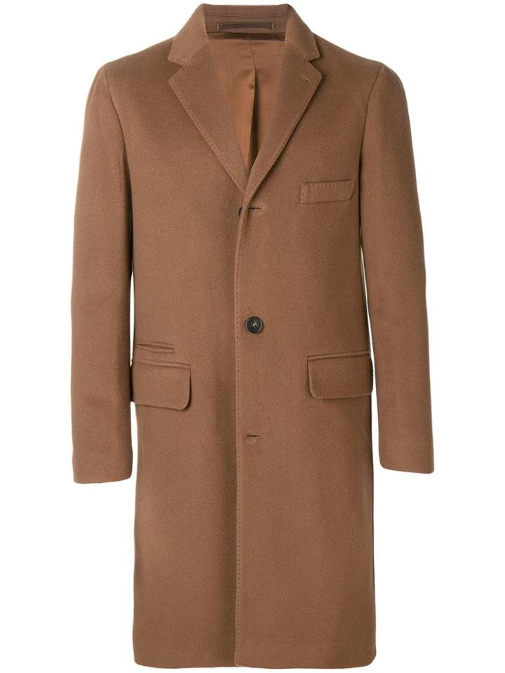 Officine Generale Single-breasted Buttoned Coat - Brown