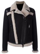 Neil Barrett Zipped Shearling Jacket, Women's, Size: Medium, Black, Polyamide/polyester/viscose/lamb Fur