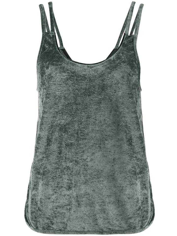 Lot78 Sleeveless Velvet Top With Cut Out Sides - Green
