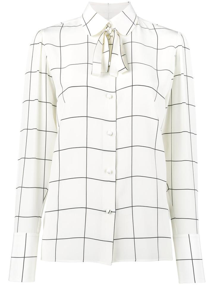 Valentino - Windowpane Print Shirt - Women - Silk - 44, Nude/neutrals, Silk