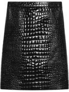 Gucci Crocodile Print Leather Pencil Skirt - Black