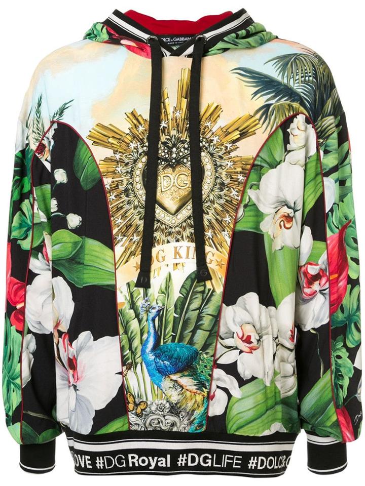 Dolce & Gabbana Tropical King And Orchid Print Hoodie - Multicolour