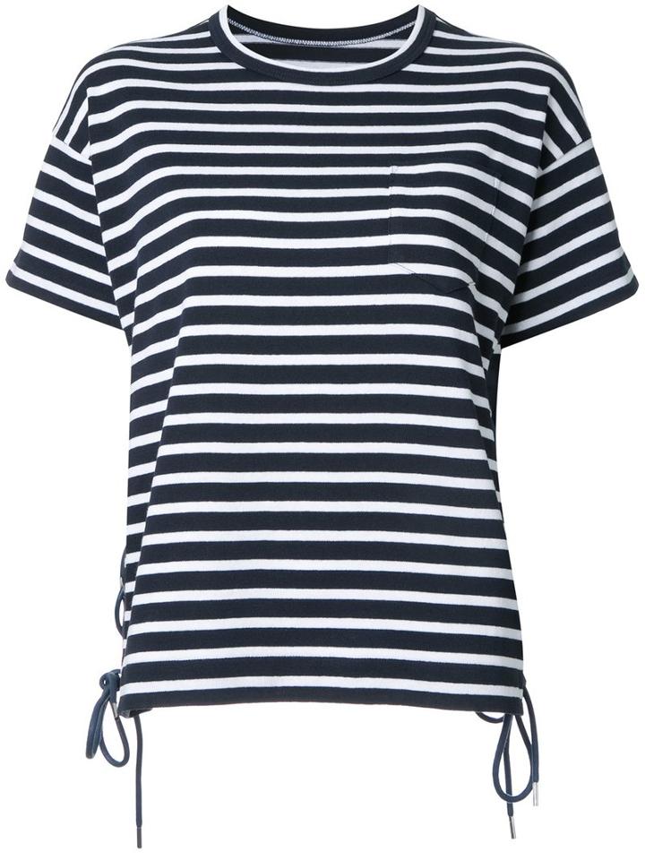 Sacai Striped Lace-up T-shirt, Women's, Size: 1, Blue, Cotton
