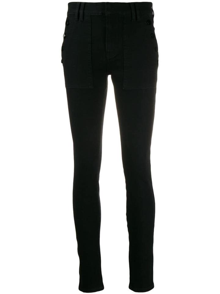 Victoria Victoria Beckham Button Embellished Skinny Jeans - Black