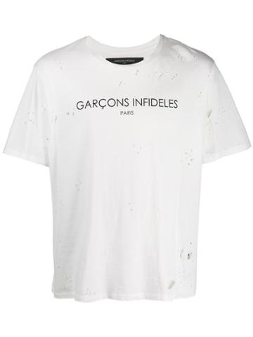 Garçons Infidèles Distressed Logo T-shirt - White