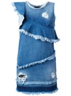 Marco Bologna Asymmetric Raw Flounce Denim Dress, Women's, Size: 40, Blue, Cotton
