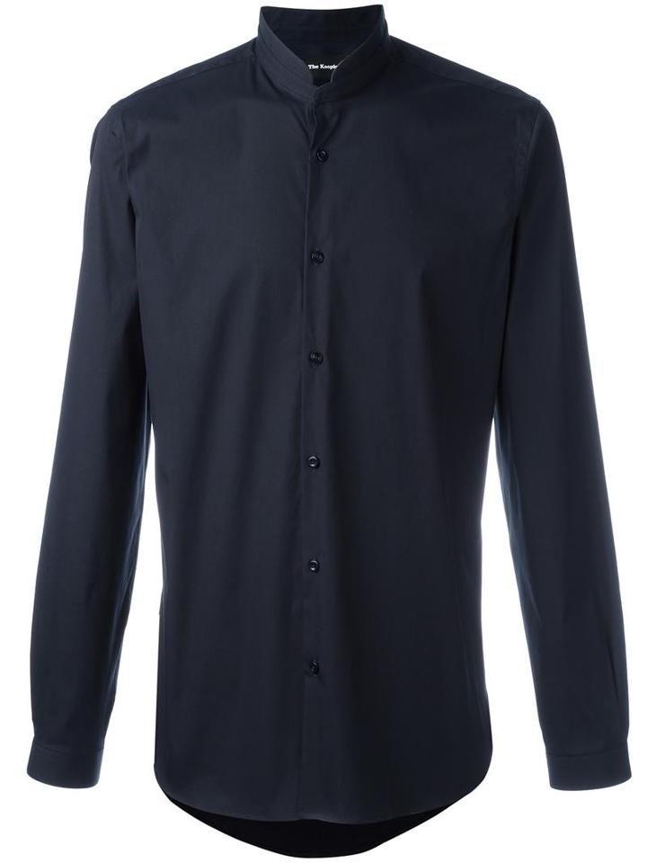 The Kooples Mandarin Collar Shirt, Men's, Size: Xs, Blue, Cotton/polyamide/spandex/elastane