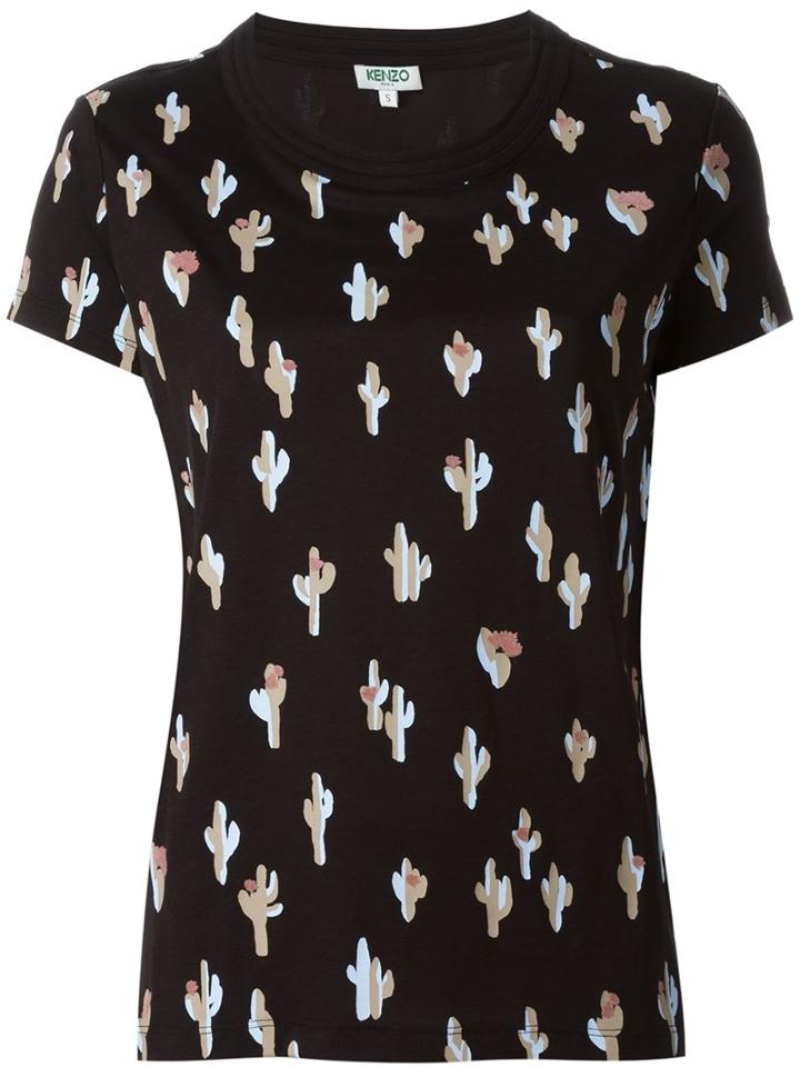 Kenzo 'cartoon Cactus' T-shirt, Women's, Size: Large, Black, Modal/cotton