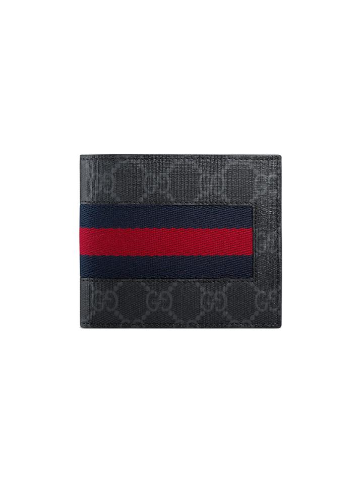Gucci Gg Supreme Web Coin Wallet - Black