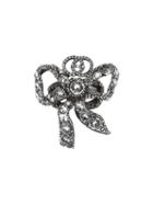 Gucci Metal Bow Ring With Crystals - Metallic