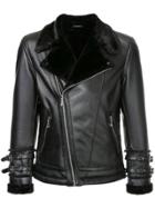 Guild Prime Fur Collar Biker Jacket - Black