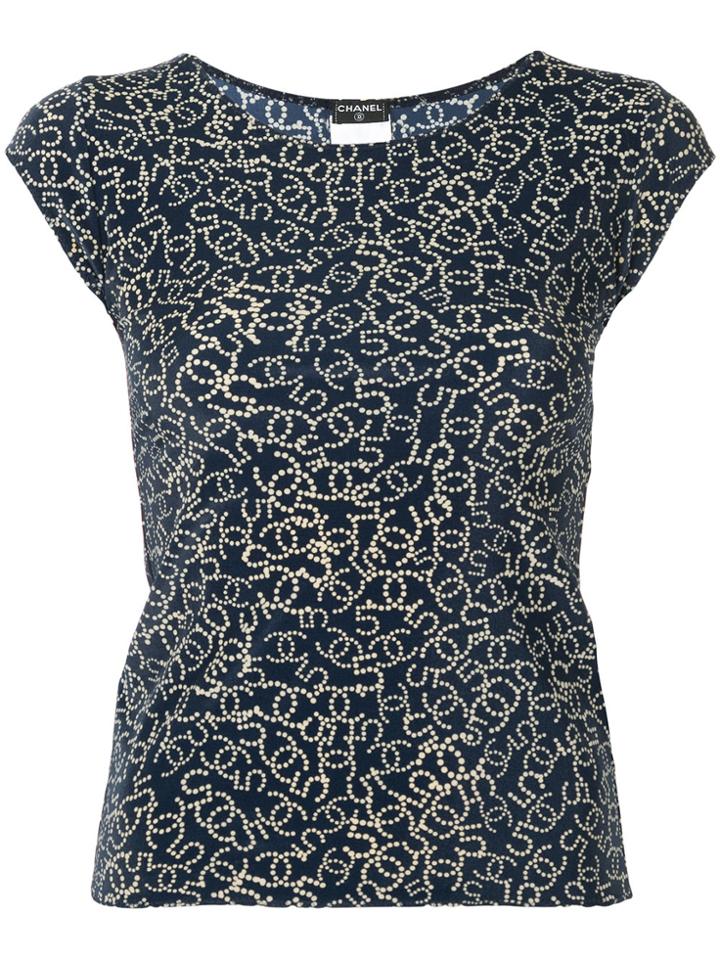 Chanel Vintage Cc N. 5 Pattern Blouse - Blue
