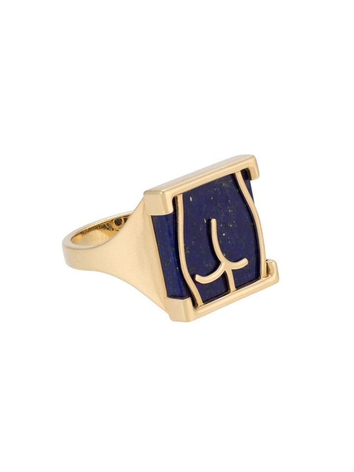 Sauer Anel Shape Em Ouro Amarelo E Lápis Lázuli - Gold