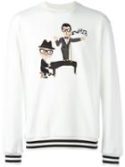 Dolce & Gabbana Designer's Patch Sweatshirt, Men's, Size: 48, White, Cotton