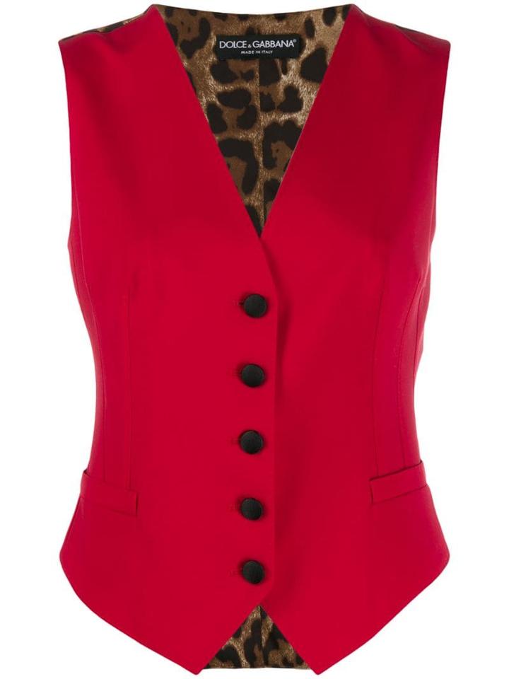 Dolce & Gabbana Animal Print Panel Waistcoat - Red