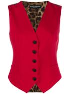 Dolce & Gabbana Animal Print Panel Waistcoat - Red