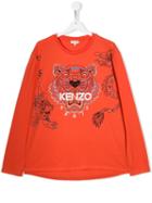 Kenzo Kids Logo Tiger Print Top - Orange