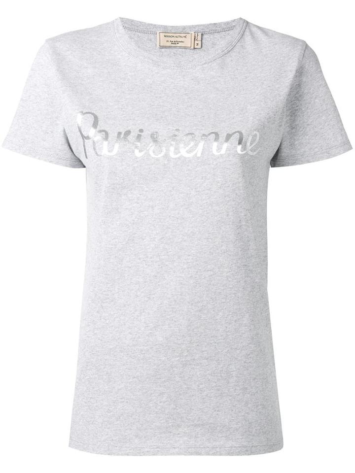 Maison Kitsuné Parisienne Print T-shirt, Women's, Size: Xs, Grey, Cotton