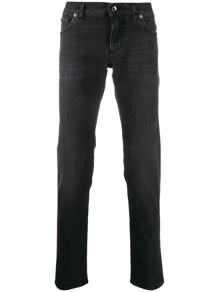 Dolce & Gabbana Logo Plaque Skinny Jeans - Grey