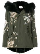Amen Embroidered Hooded Parka - Green