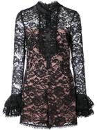 Alexis Ruffle Cuff Lace Playsuit - Black