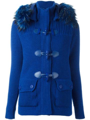 Bark Fur Hood Jacket, Women's, Size: Large, Blue, Polyamide/polyester/wool/racoon Fur