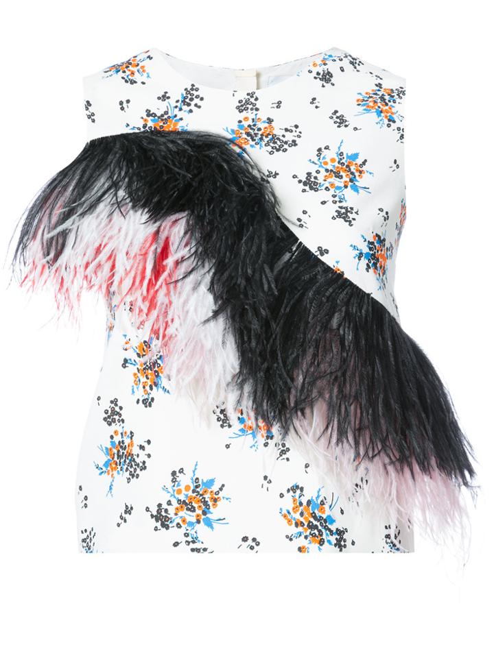 Msgm Fringe Detail Floral Top - White