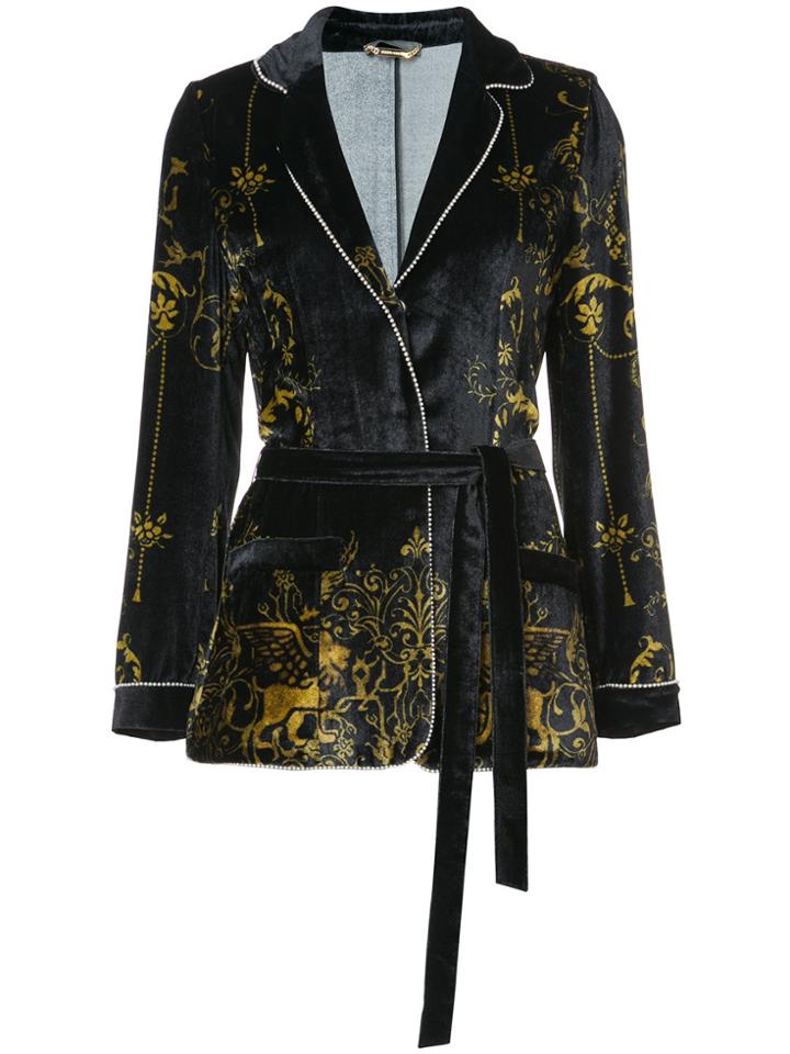Alberta Ferretti Belted Velvet Jacket - Blue