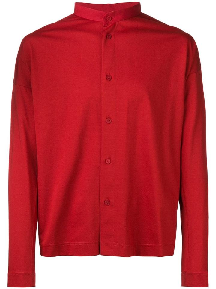 Homme Plissé Issey Miyake Mandarin Collar Shirt - Red