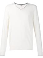 Eleventy V-neck Sweater, Men's, Size: Large, White, Cashmere