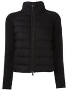 Moncler Padded Front Knit Jacket, Women's, Size: Medium, Black, Feather Down/polyamide/wool/virgin Wool
