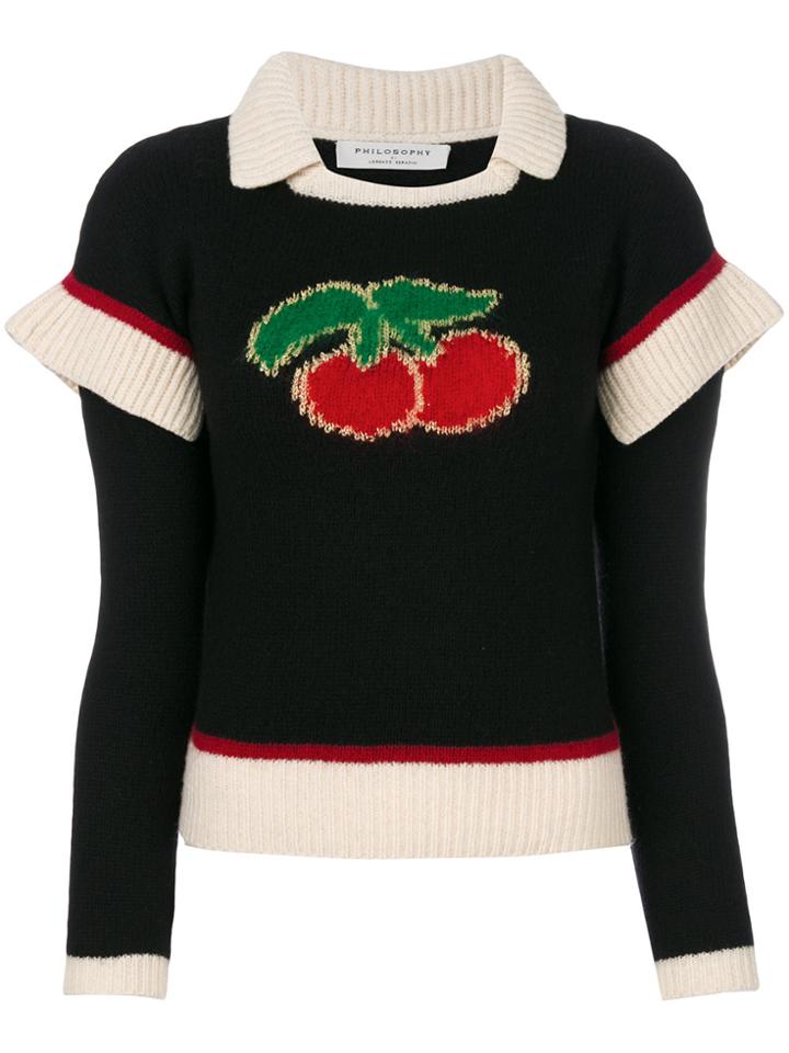 Philosophy Di Lorenzo Serafini Cherry Embroidered Sweater - Black