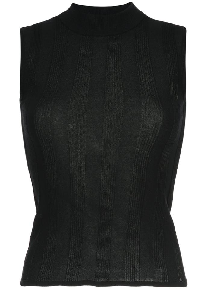 H Beauty & Youth Rib Knit Sleeveless Top - Black