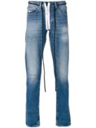 Off-white String Tie Faded Jeans - Blue