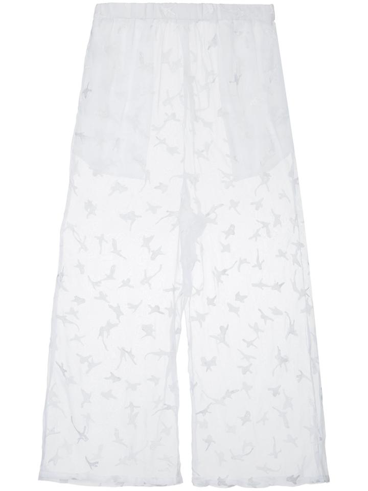 Ikumi Embroidered Sheer Trousers - White