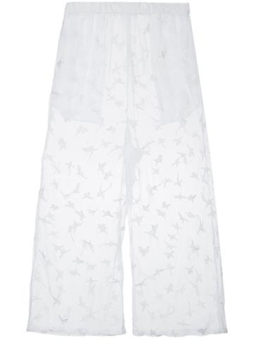 Ikumi Embroidered Sheer Trousers - White