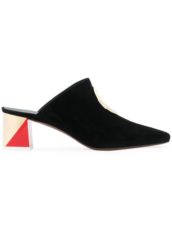 Neous Eyelet Front Mules - Black