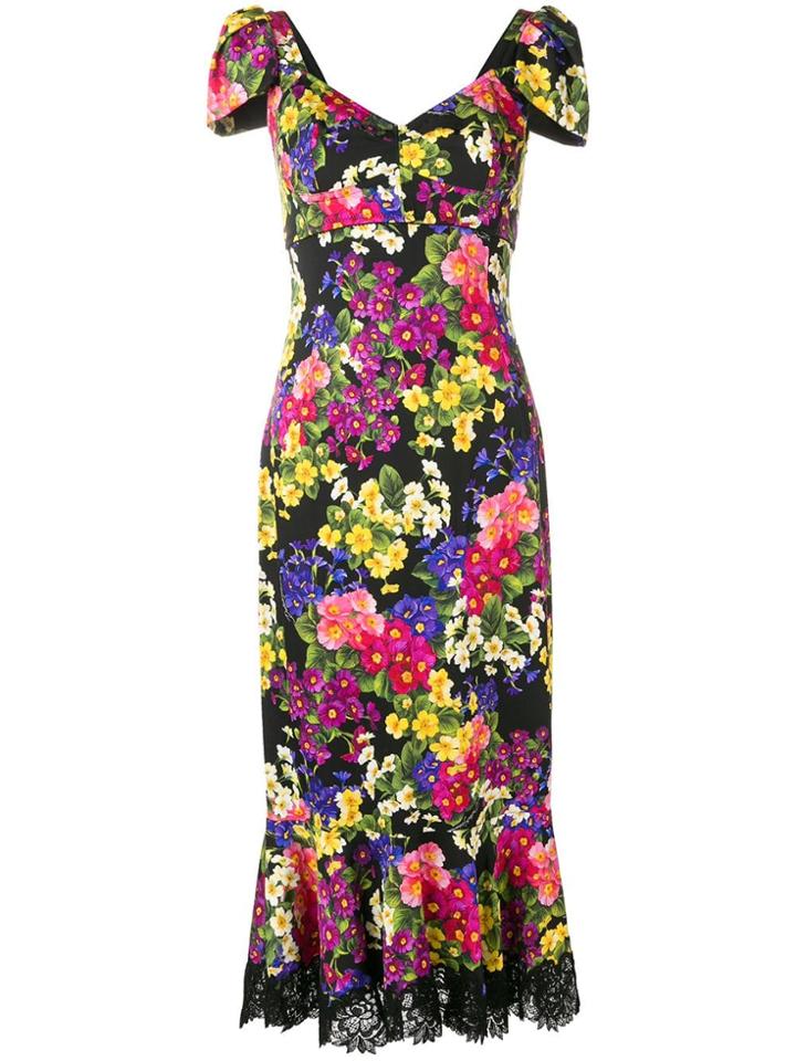 Dolce & Gabbana Floral Midi Dress - Black