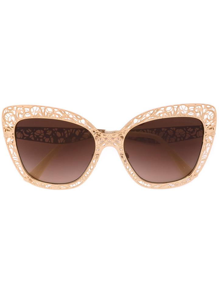 Dolce & Gabbana - Lace Sunglasses - Women - Acetate/metal - One Size, Grey, Acetate/metal