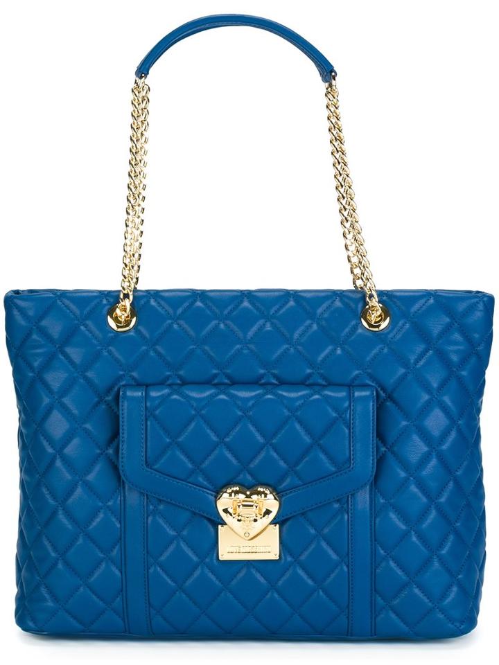 Love Moschino Heart Quilted Tote Bag, Women's, Blue