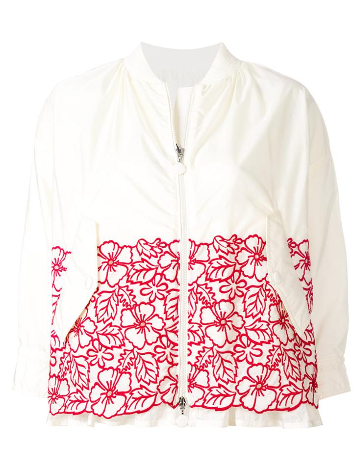 Moncler Floral Embroidered Jacket - White