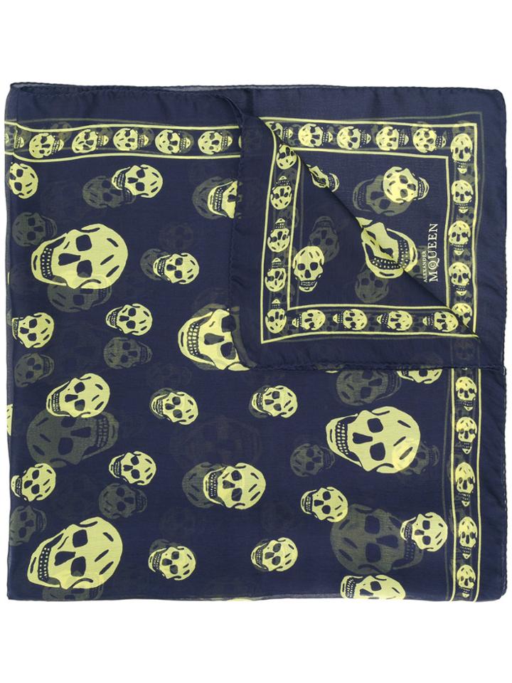 Alexander Mcqueen Skull Motif Scarf - Blue