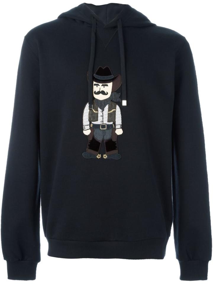 Dolce & Gabbana Cowboy Patch Hoodie, Men's, Size: 44, Black, Silk/cotton