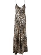 Ganni Leopard Print Slip Dress - Black